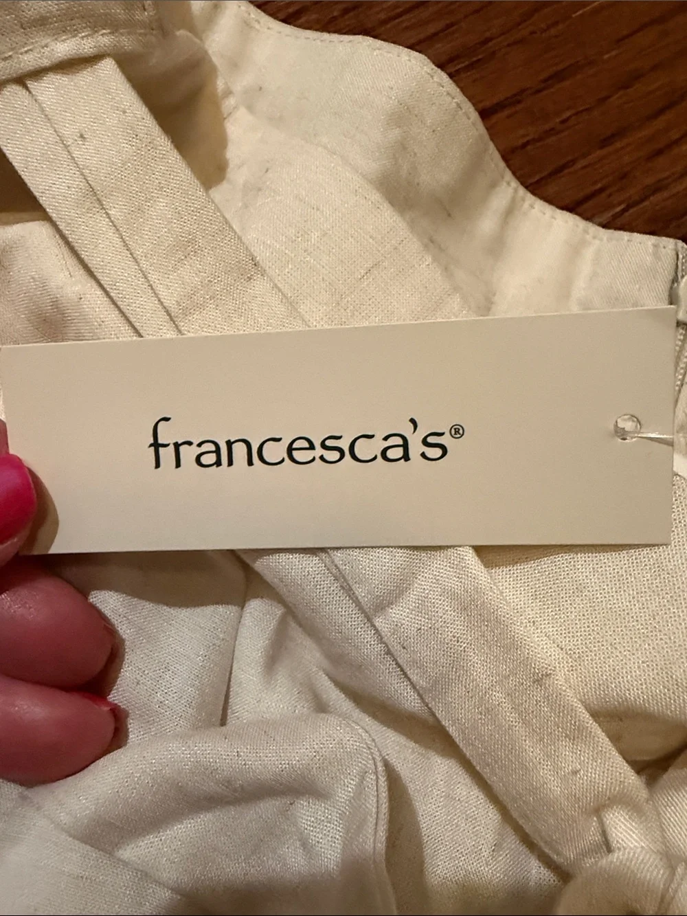 NWT Francesca's Blue Rain Collections Cream Ruffle Tie-Waist High-Rise Shorts